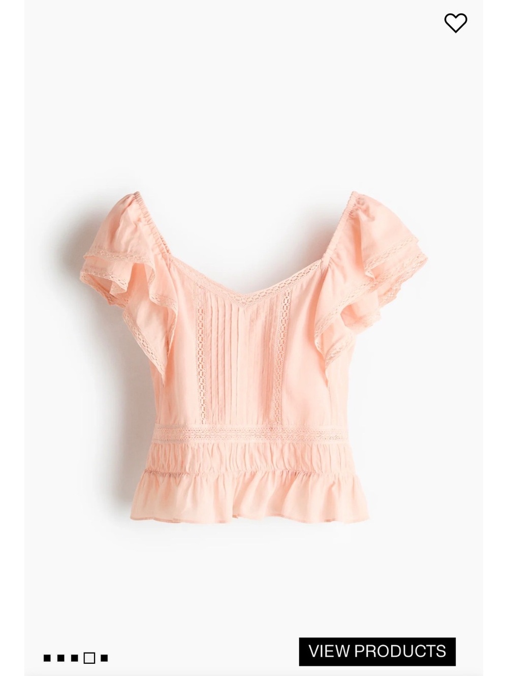 H&M frilly peach blouse top - S